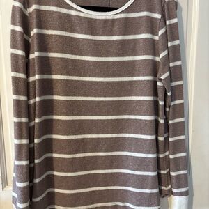 Pink Clover Brown and White Striped Sweater